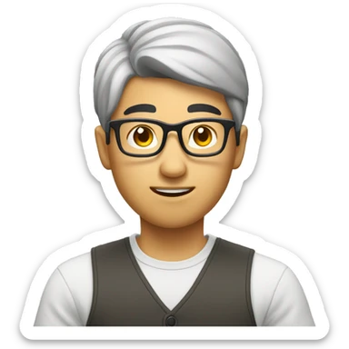 asian nerd studying sticker