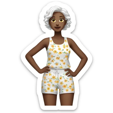 white with floral tank top and shorts sticker