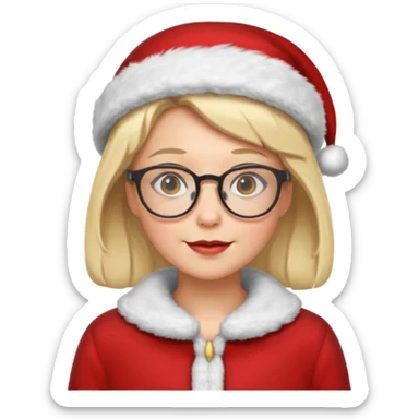 female Santa Claus with glasses with blond short hair sticker