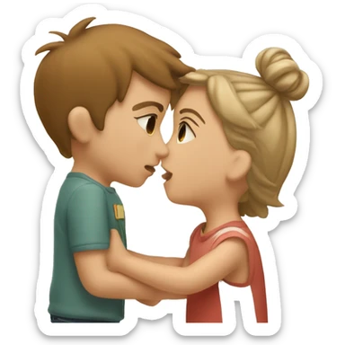 ￼ A girl kisses a boy sticker