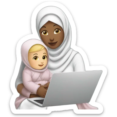 white-hijabi-woman-with-a-baby-boy-in-front-of-a-laptop sticker