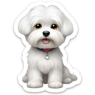 little white fluffy straight hair short haired maltese boy dog very cut and very fluffy sticker