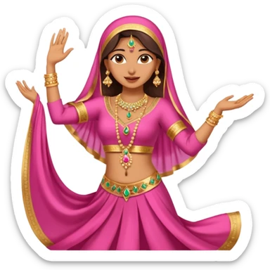Indian women with golden jewelry and rose colored dress dancing an Arab dance  sticker