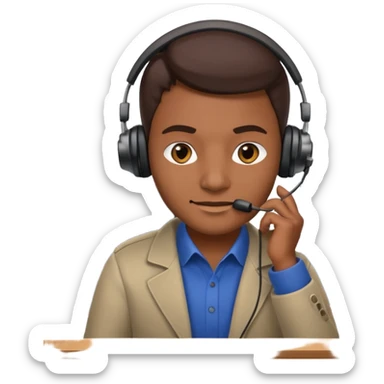 mean looking phone scammer in sketchy call center from pakistan with smirk and brown skin sticker