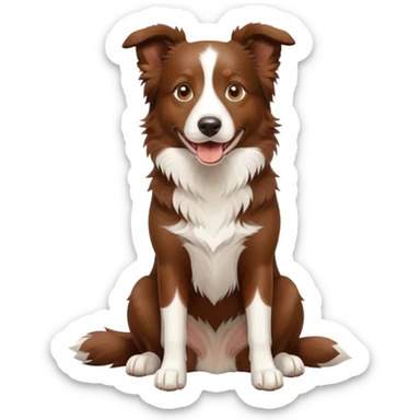 happy Brown Border Collie sitting sticker