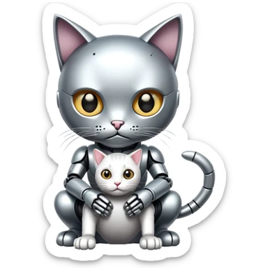 Cyborg with tiny cat sticker