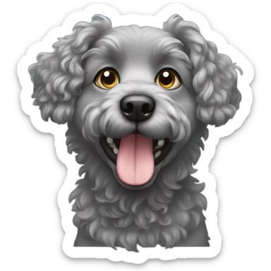 curly grey dog sticker