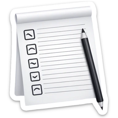 White paper list with black writing sticker