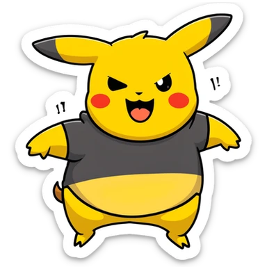 fat Pikachu with acne screaming sticker