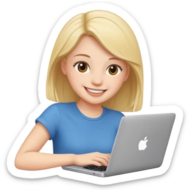 girl use laptop sticker