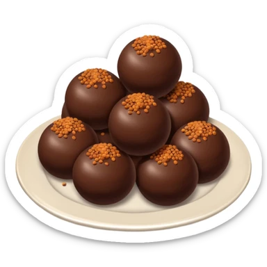 chocolate balls on plate with brown sprinkles sticker