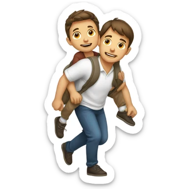 A boy with a child on top of the shoulders sticker