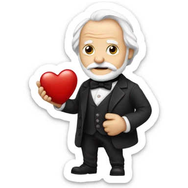 Victor Hugo holds a heart in his hand sticker