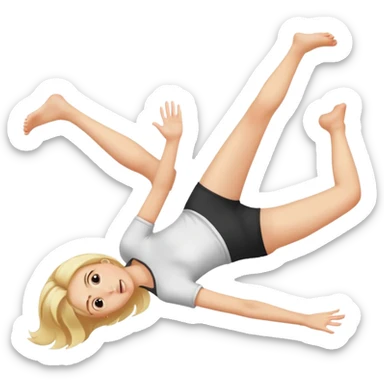 Blonde girl laying on stomach kicking her feet in the air and blushing sticker