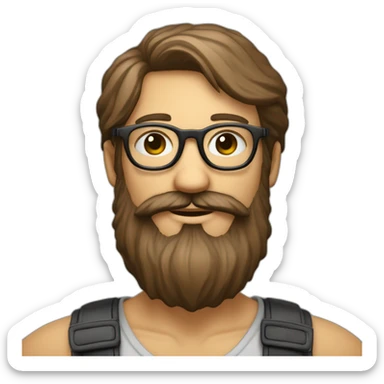 un visage chatain rond avec des lunettes et une barbe de 3 jour sticker