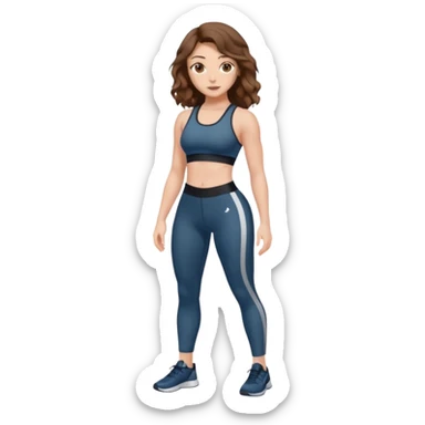 Girl with brown wavy hair, dream body ( small waist, wild hips and big glute) in gym suit  sticker