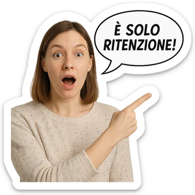 DONNA REALISTICA CHE DICE IN UN FUMETTO ALLA SUA DESTRA: "è SOLO RITENZIONE!" sticker