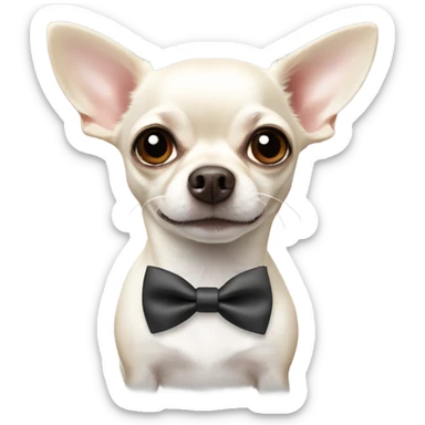 White chihuahua with bow tie sticker