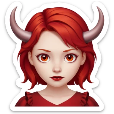 Red hair girl with evil horns and red dress sticker