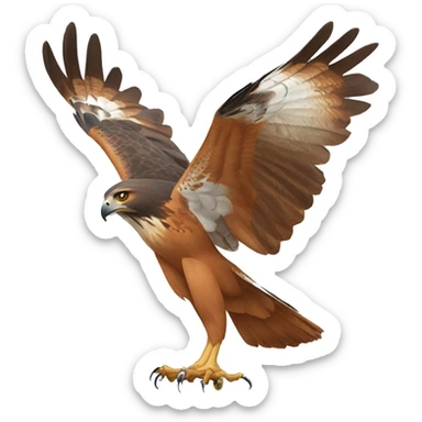 A simple full body design of a red tailed hawk sticker