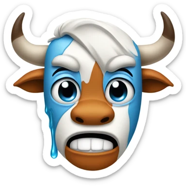 Very sad university of Texas longhorn crying large blue tears from his eyes and his mouth open sticker