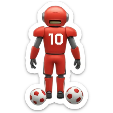 red robot soccer jersey number 10 sticker