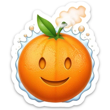 Orange fruit with steam flat  sticker