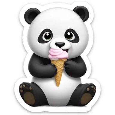 Panda eating ice cream sticker