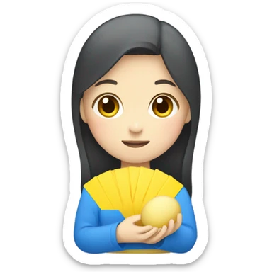 mochi in color of ukraine japanese girl holding it  sticker