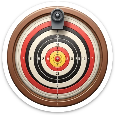 A detailed rifle with iron sights aimed at a target with concentric rings. The target is centered, emphasizing accuracy and focus in sports shooting, with no shooter visible, just the rifle and target in a calm, precision-driven setting sticker