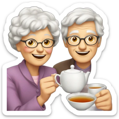 full-bodies-old-lady-and-young-man-drinking-tea-smiling-looking-at-us sticker
