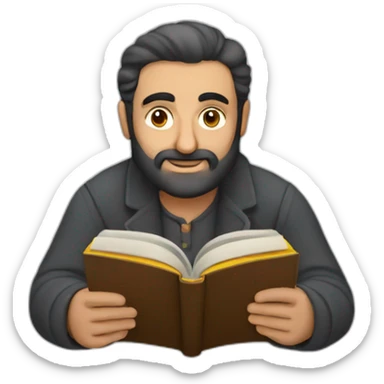 Armenian man reading book sticker