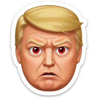 Donald Trump is very furious. Red with anger. photorealistic. high quiality  sticker