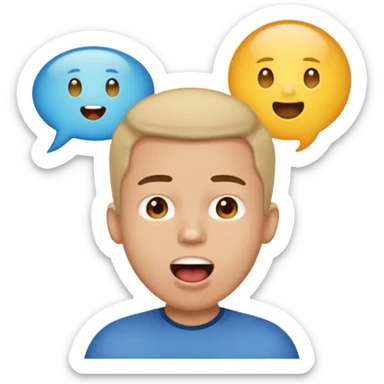 a man with an open mouth and a speech bubble that says 'startup', emoji style sticker