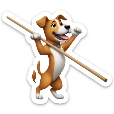 A dog dancing with a pole sticker