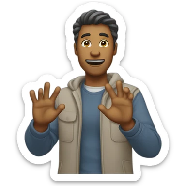 man gesturing no sticker