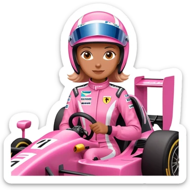 woman riding f1 car pink sticker