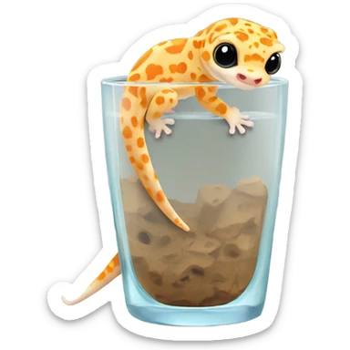 orange leopard gecko in a glass cup sticker