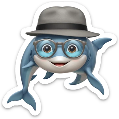 dolphin wearing glasses and a hat sticker