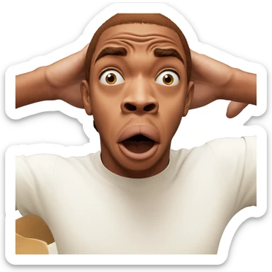 confused boy with facial hair sticker