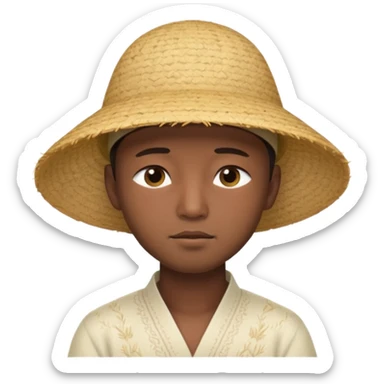 Asian guy with a rice hat, eyes more closed sticker