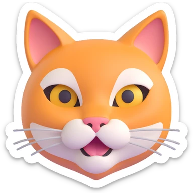 3D emoji style cat head only with neutral face inspired by Avalanche logo for a crypto project sticker