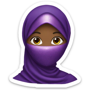 African Muslimah wearing glittery purple niqab sticker