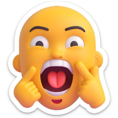 emoji-style face with a furious expression, mouth open as if yelling, implied rude gesture sticker