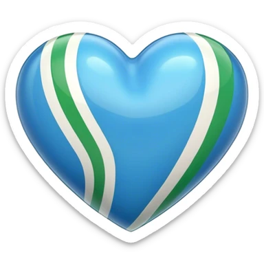 Glossy blue heart with green athletic stripes sticker