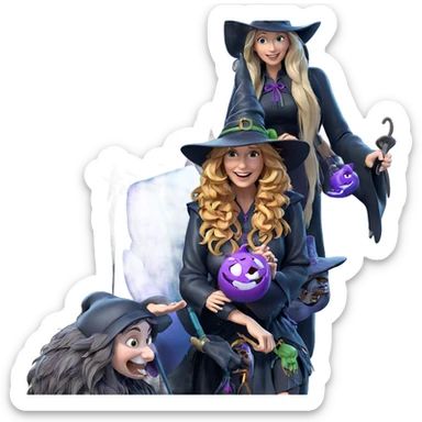 witch and her playful companion sticker