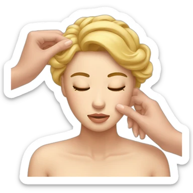 woman gets a head massage from two hands sticker