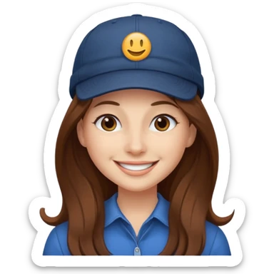  lady with long brown hair wearing a cap sticker