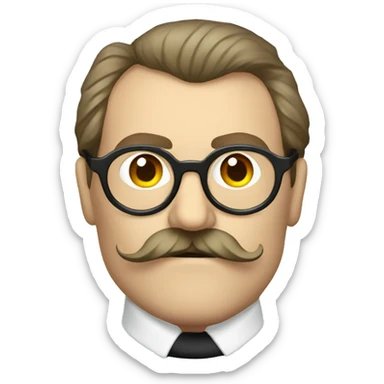 friedrich nietzsche, big mustache, round glasses. sticker