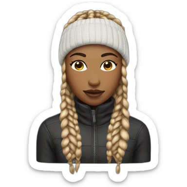 Brown teen with a ski mask with box braids showing near the eyes sticker